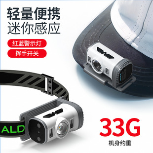 Mini new multi-functional strong light long endurance headlight outdoor cap clip lamp with red warning light night fishing head-mounted