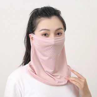 Manufacturer Ice Silk Breathable Ear-Hanging Sunscreen Mask for Men and Women Summer Outdoor Cycling Sunshade Neck Protector Sunshade Mask