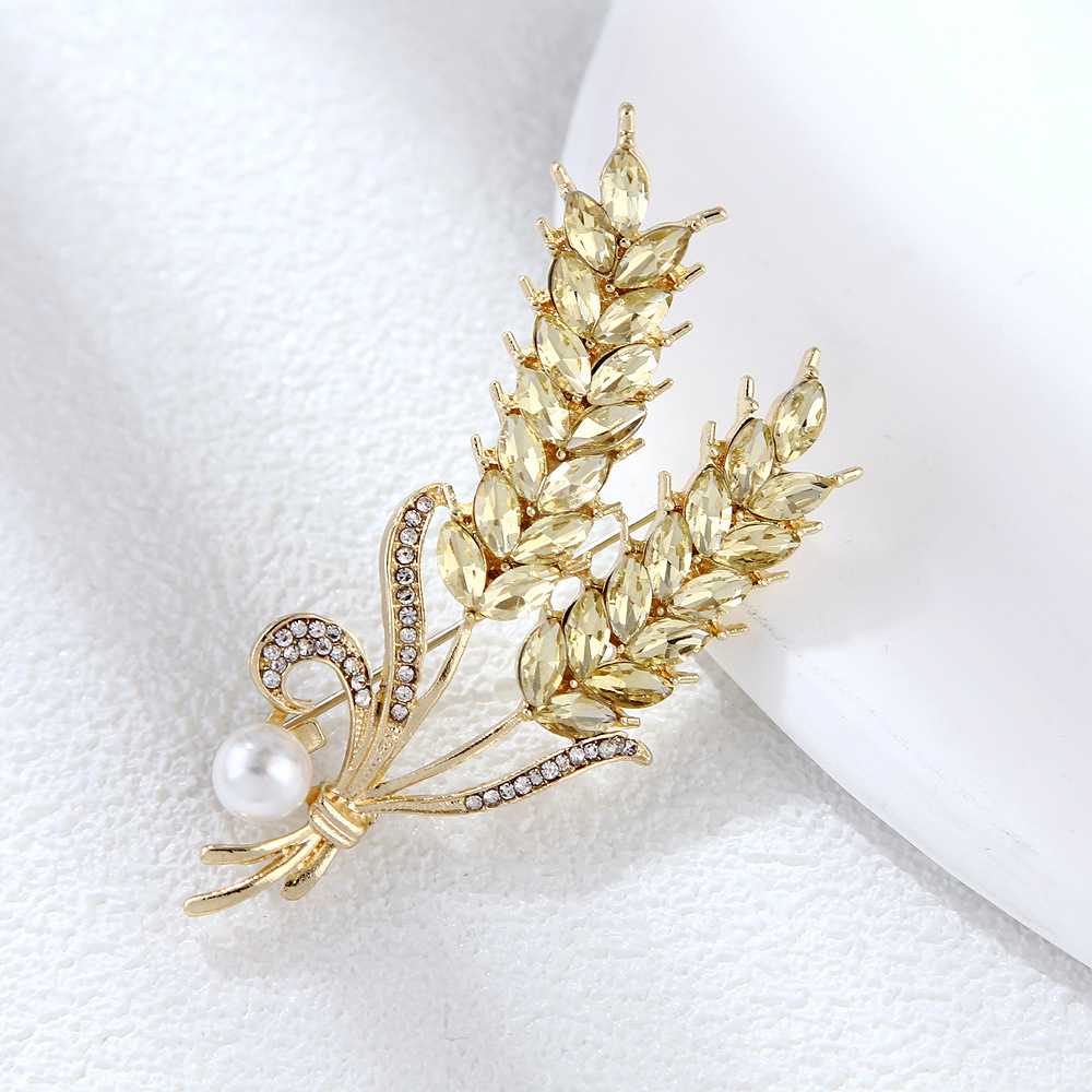 Χρυσή καρφίτσα αυτιού σιταριού γυναικεία εξαιρετική καρφίτσα καρφίτσας σιταριού με στρας επαγγελματική κοστούμι αξεσουάρ spot_voghion.com