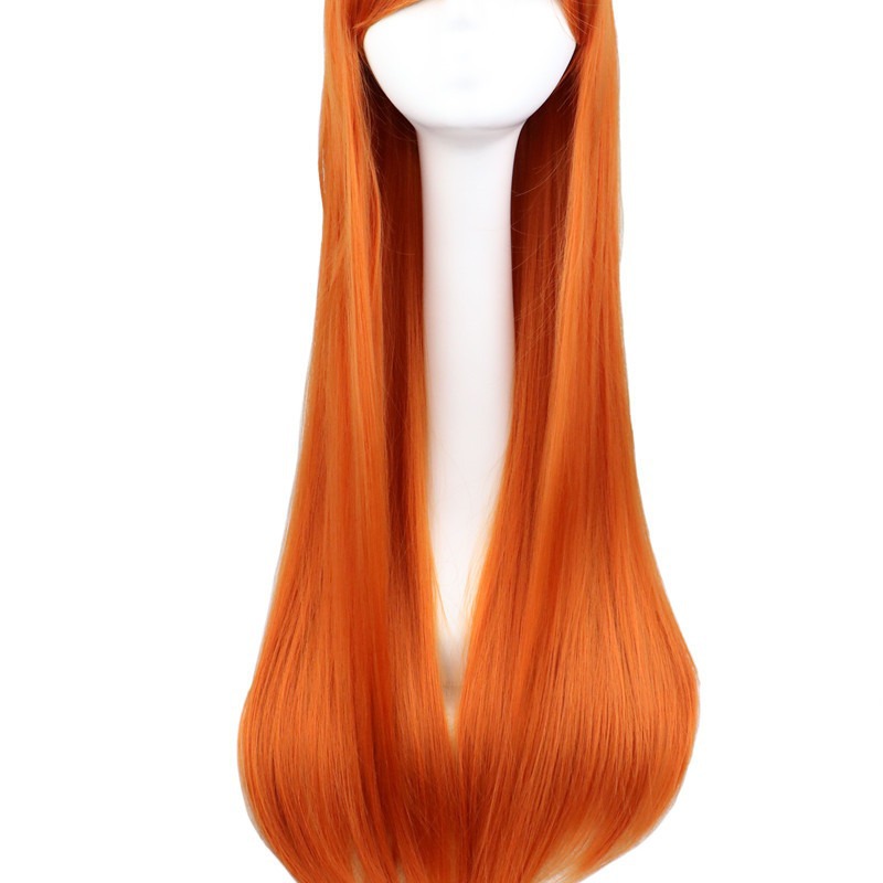 Cos peluca color pelo largo y recto peluca Cosplay estilo de anime de Europa y América en la acción 80cm peluca en la acción