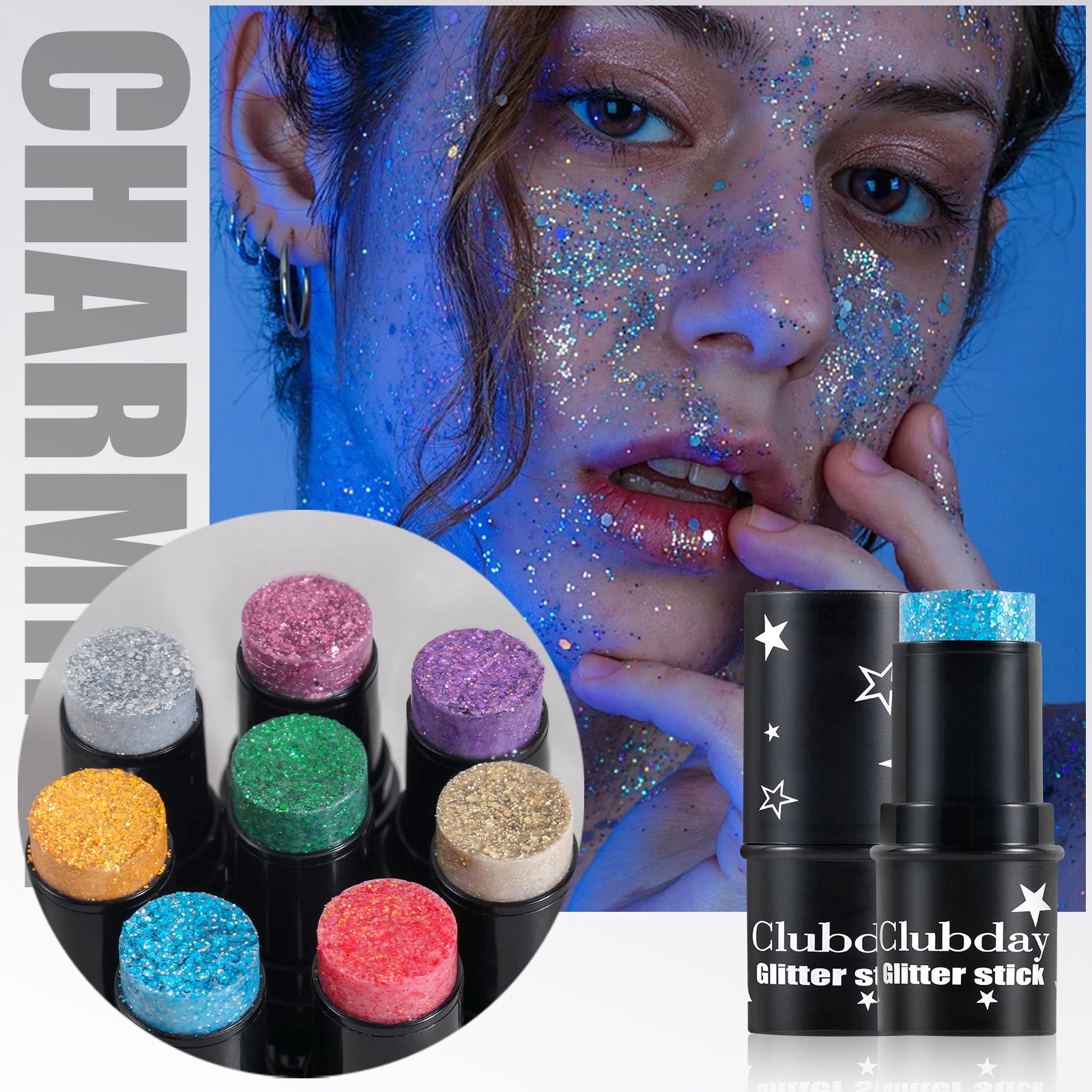 Clubday estilo caliente maquillaje facial lentejuelas sombra de ojos palo Symphony maquillaje de escenario cuerpo flash todo en uno multiusos al por mayor