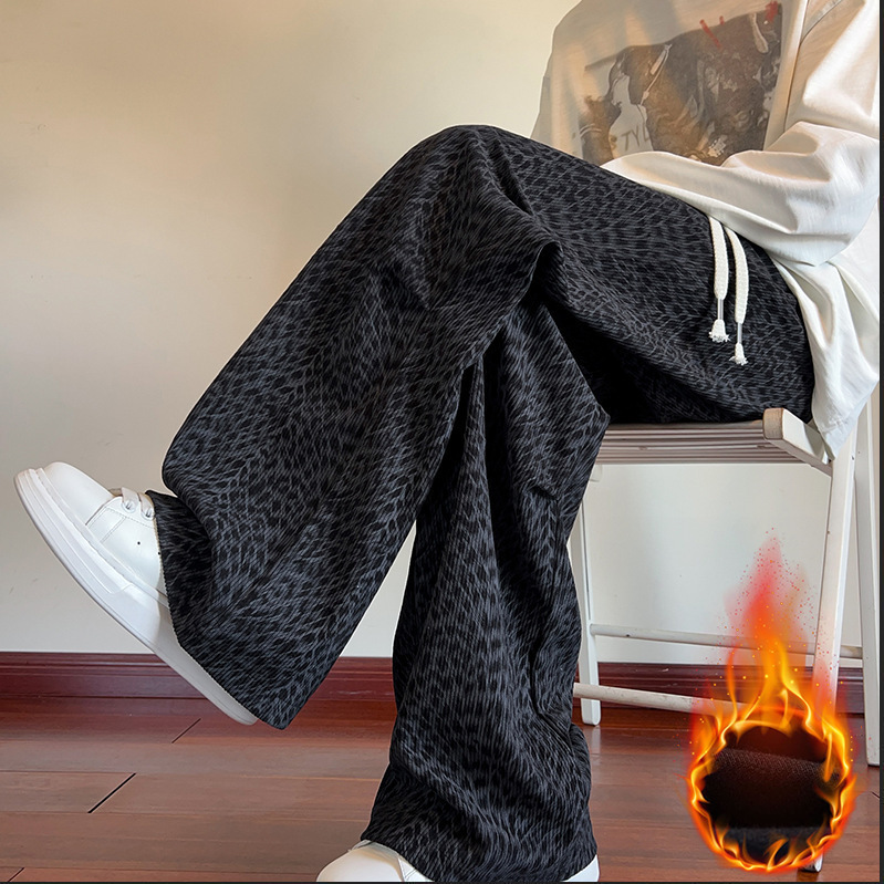 Otoño y invierno de 2025 nuevos pantalones de trabajo rectos de terciopelo para hombres, pantalones casuales de terciopelo para hombres, pantalones sueltos de piernas anchas