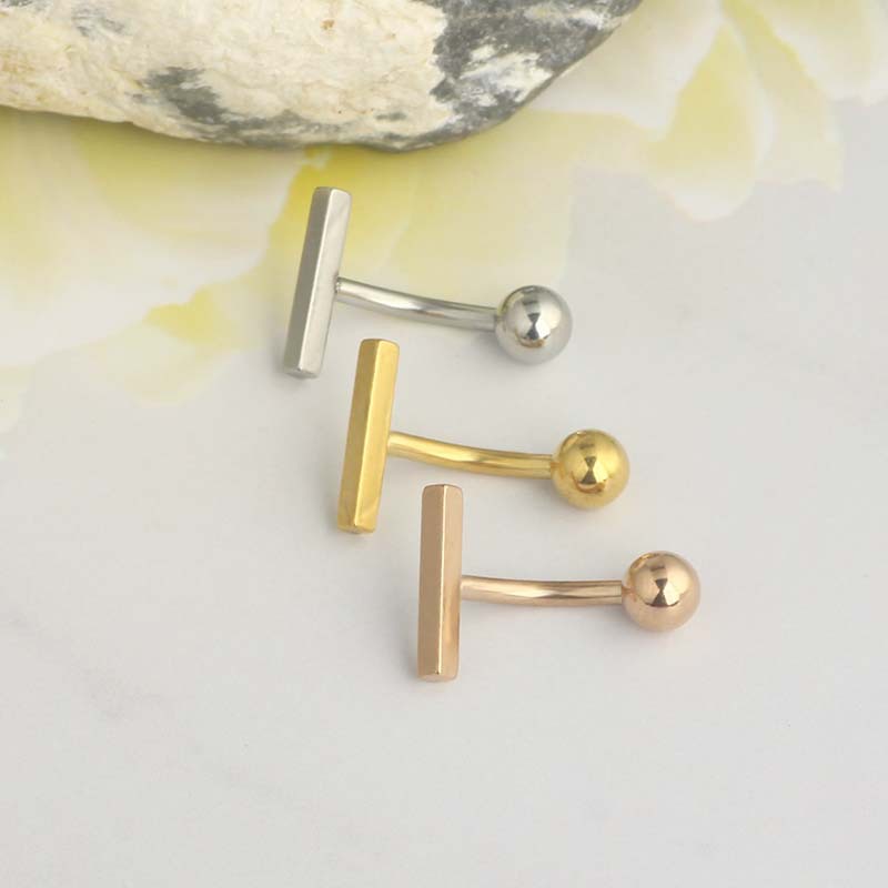 Rose Gold Simple Geometric Belly Button Ring Stainless Steel Navel Jewelry for Women detail image 7