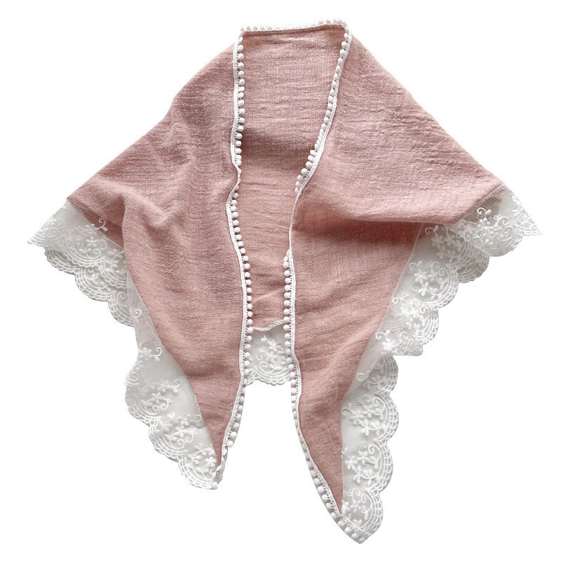 Bandana de cabelo vintage em renda triangular bege_voghion.com