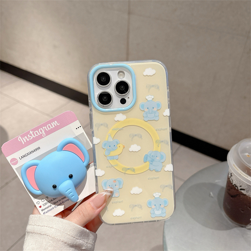 奶黄底云朵厨师大象磁吸适用iPhone17苹果16ProMax手机壳15少女心|undefined
