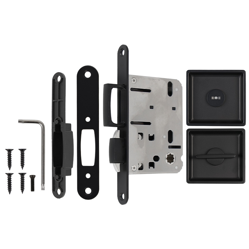 Comercio exterior personalizado redondo BK bolsillo cerradura de puerta deslizante privacidad baño cocina cerradura de puerta deslizante puerta fantasma cerradura de gancho invisible