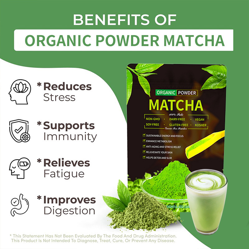 Organic Matcha Green Tea Powder Ma Dai Cha 100g Bag Culinary Grade for Tea Lattes and Baking quality and texture
