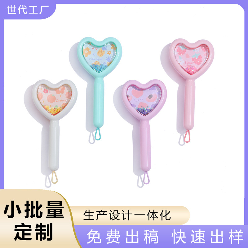 Venta al por mayor transfronteriza en stock nuevo creativo en forma de corazón transparente peine amor brillo lentejuelas dientes largos y cortos portátil viaje peine