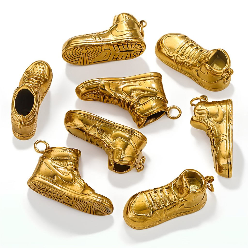 Zapatos de acero inoxidable 3D colgantes de gancho colgantes de acero DIY marca de moda collares bolsos colgantes accesorios de joyería