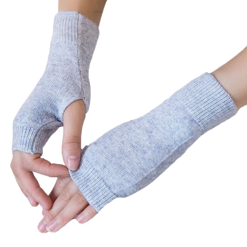 Autumn and winter wool half finger unisex gloves knitted short open finger student writing office warm small gloves