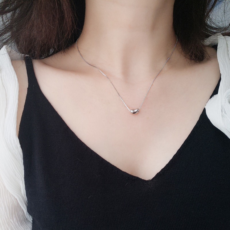 925 Silver Needle Gold Plating Korean Fashion Opal Necklace Several Korean Online Red He Square Simple Necklacepicture4