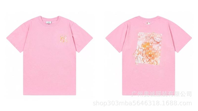 韓国 25ss 新 MLB 春夏新作 ny ビッグロゴ刺繍半袖プリントラウンドネック Tシャツ男女兼用|undefined