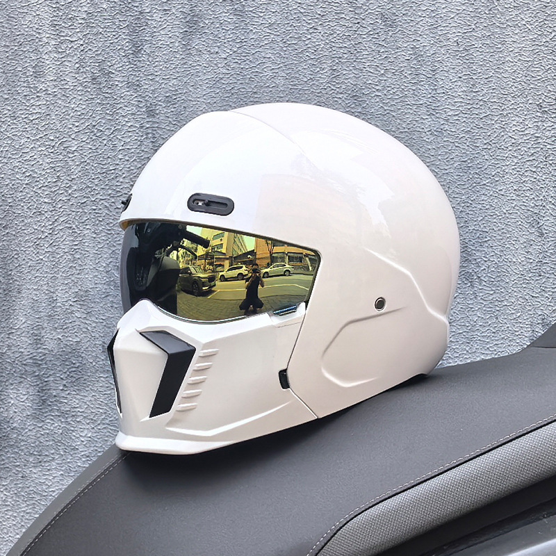 Casco de Motocicleta Retro Cruzado de Estilo Guerrero, Talla Grande, con Diseño de Escorpión, Ligero y Integral