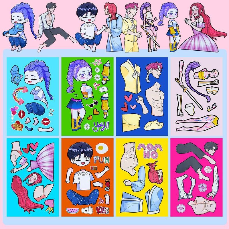 【高清升级】KPOP猎魔女团恶魔男团换装贴纸Youridol动漫电影装饰|undefined