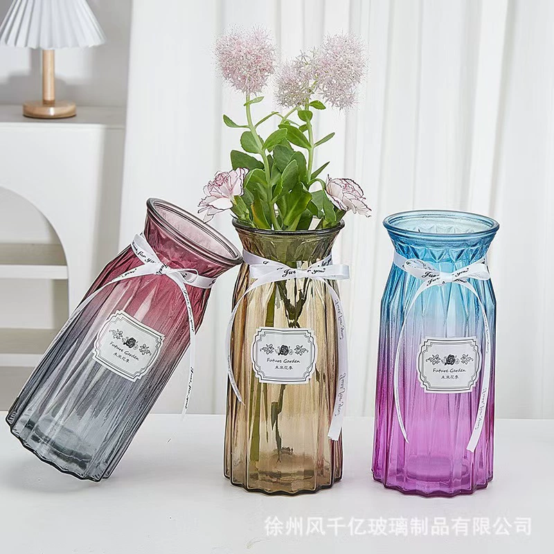Творческий градиент изменение цвета стеклянная ваза оригами для украшения гостиной с сушеной цветочной композицию столешница гидропонные цветы бутылки для дома украшения