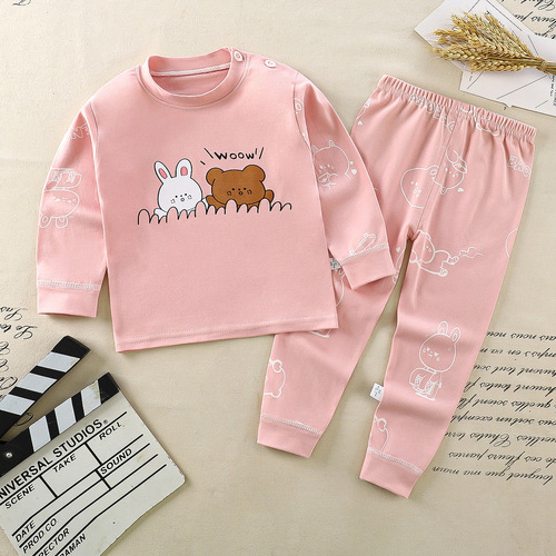 Children's underwear set pure cotton pajamas for girls and babies, autumn clothes and pants, all-cotton home clothes for boys, children's clothing