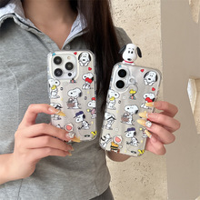 可爱流星纹立体趴趴史努比适用iPhone16苹果15ProMax/14/13手机壳