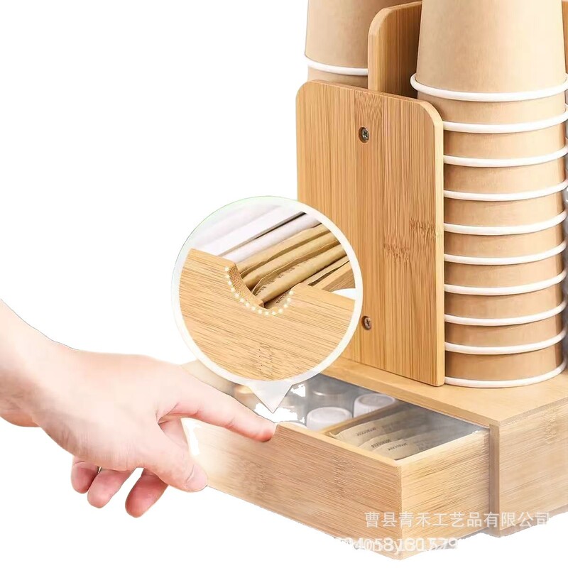 竹製収納ラック、コーヒーカプセル収納ラック、使い捨て紙コップホルダー、カップホルダー、バー無垢材収納ラック|undefined