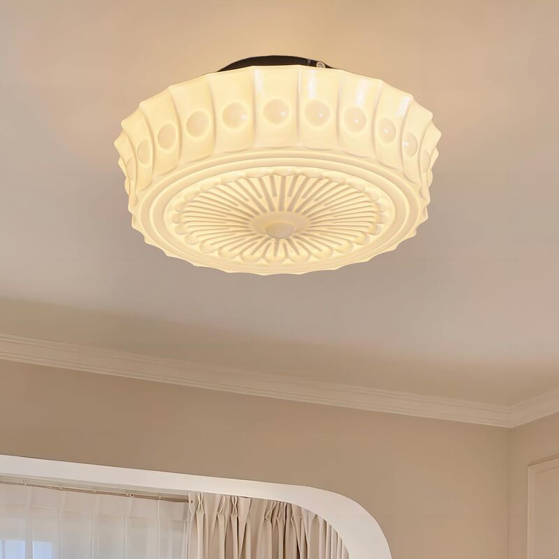 Medieval Retro House Ceiling Lamp French Retro Glass Cream Yellow Bedroom Study Dormitory Ceiling Lamp Medieval Retro House Ceiling Lamp French Retro Glass Cream Yellow Bedroom Study Dormitory Ceiling Lamp
