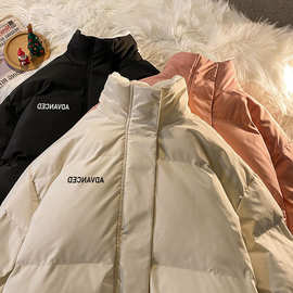 立领棉衣棉服女ins潮冬加绒加厚韩版宽松短款面包服棉袄情侣外套