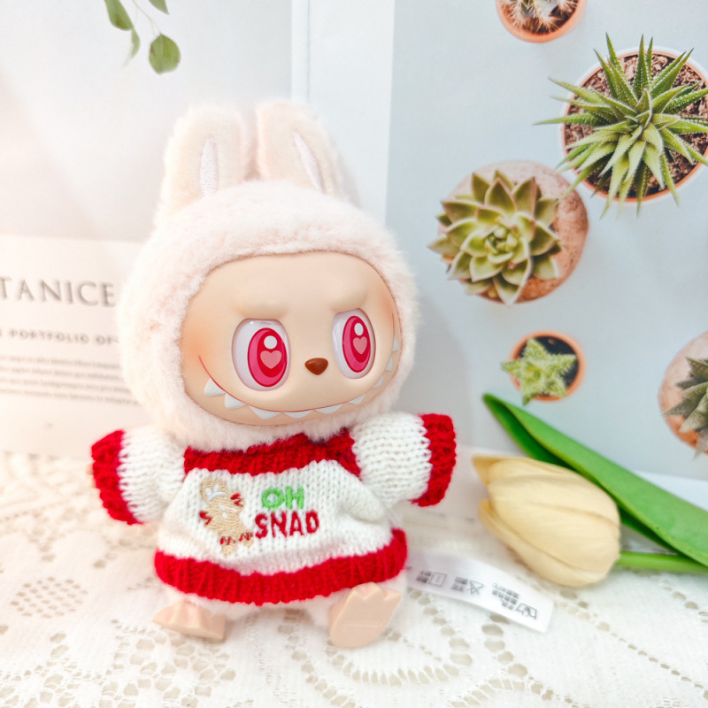 第一世代と第二世代のブラインドボックスラブブペンダントクリスマスマントベビー服ラブブビスケットマンセータークリスマス帽子|undefined
