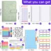 Green T-【Case + 12 budget card + 5 zipper bag + 5 three-grid bag + 2 English stickers + 5 color separation + 3 multifunction paper + 3 label paper + 1 foot】