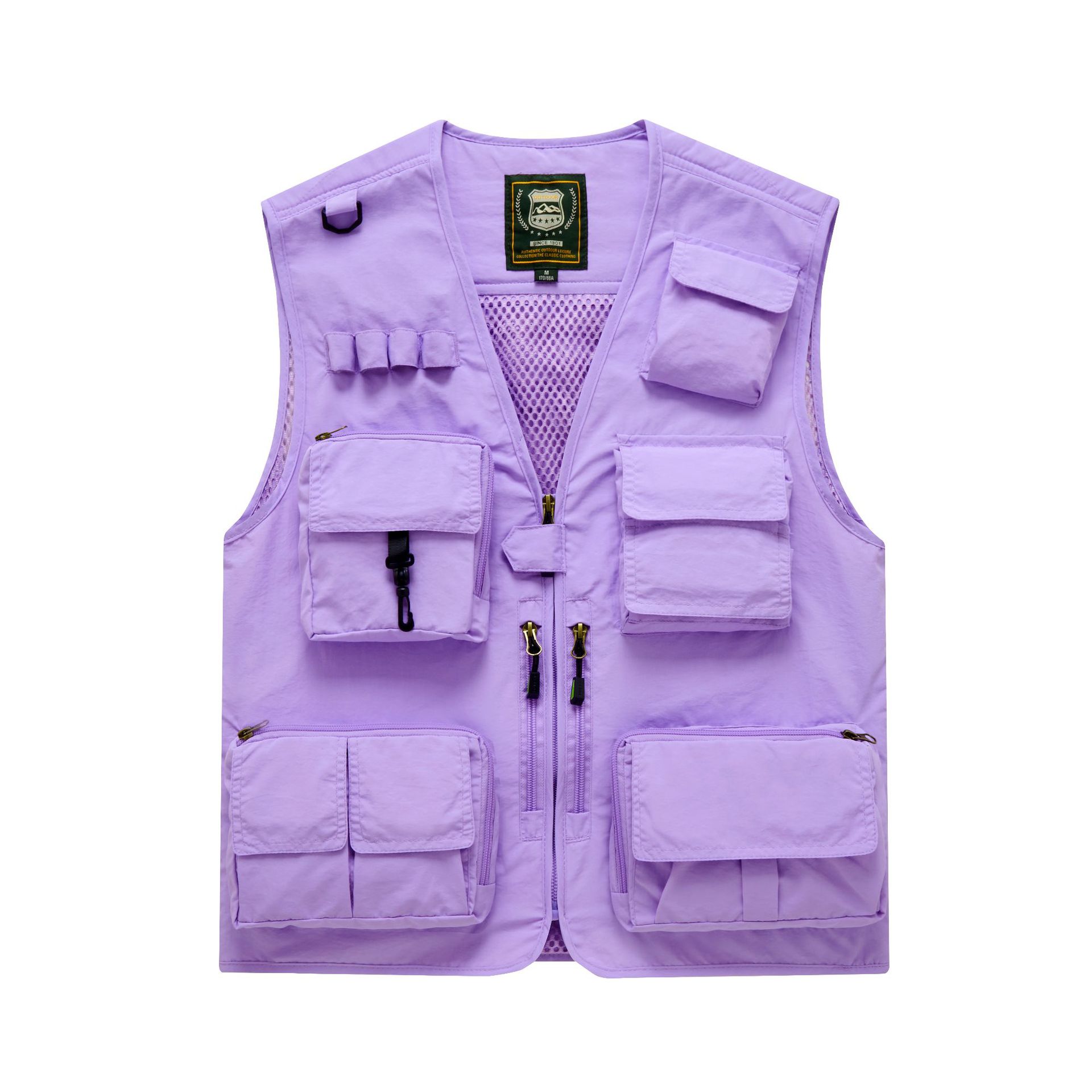 Chaleco ligero para hombre para actividades al aire libre con múltiples bolsillos, ideal para pesca y fotografía, chaleco de talla grande con diseño de ropa de trabajo estampada.