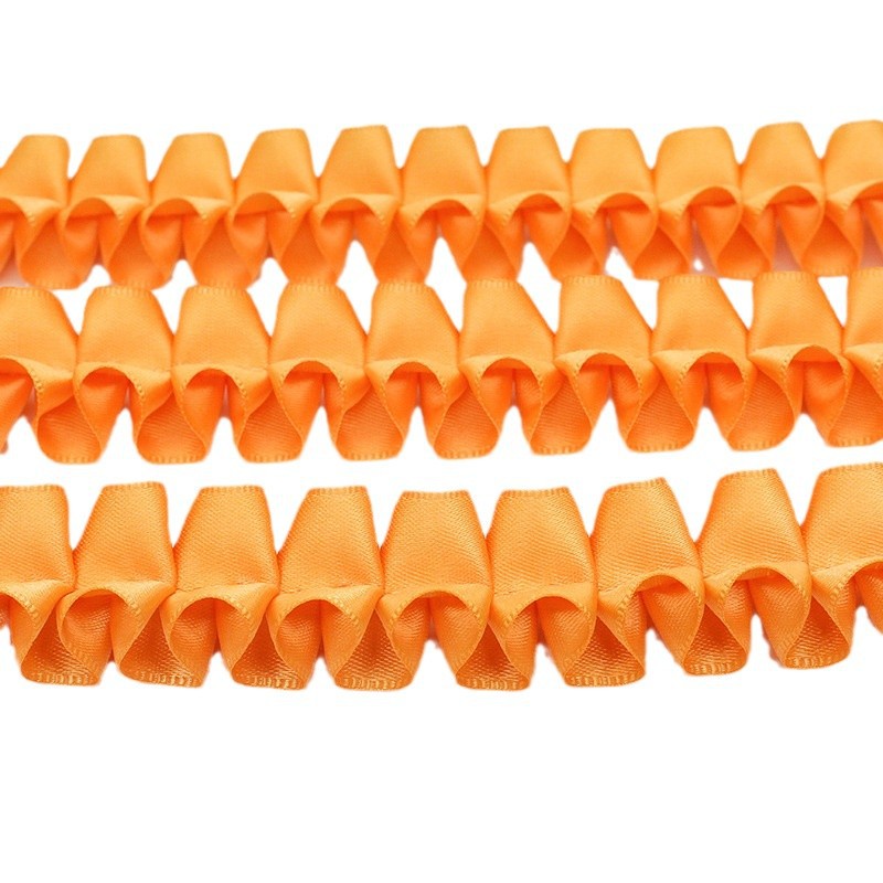 Fabricantes al por mayor de 2,5 cm de ancho doble poliéster plegado borde de lótus cinta DIY accesorios de ropa hecha a mano decoración cinta de encaje