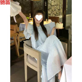 H8A法式长裙女2025夏季新款宽松显瘦温柔风设计感