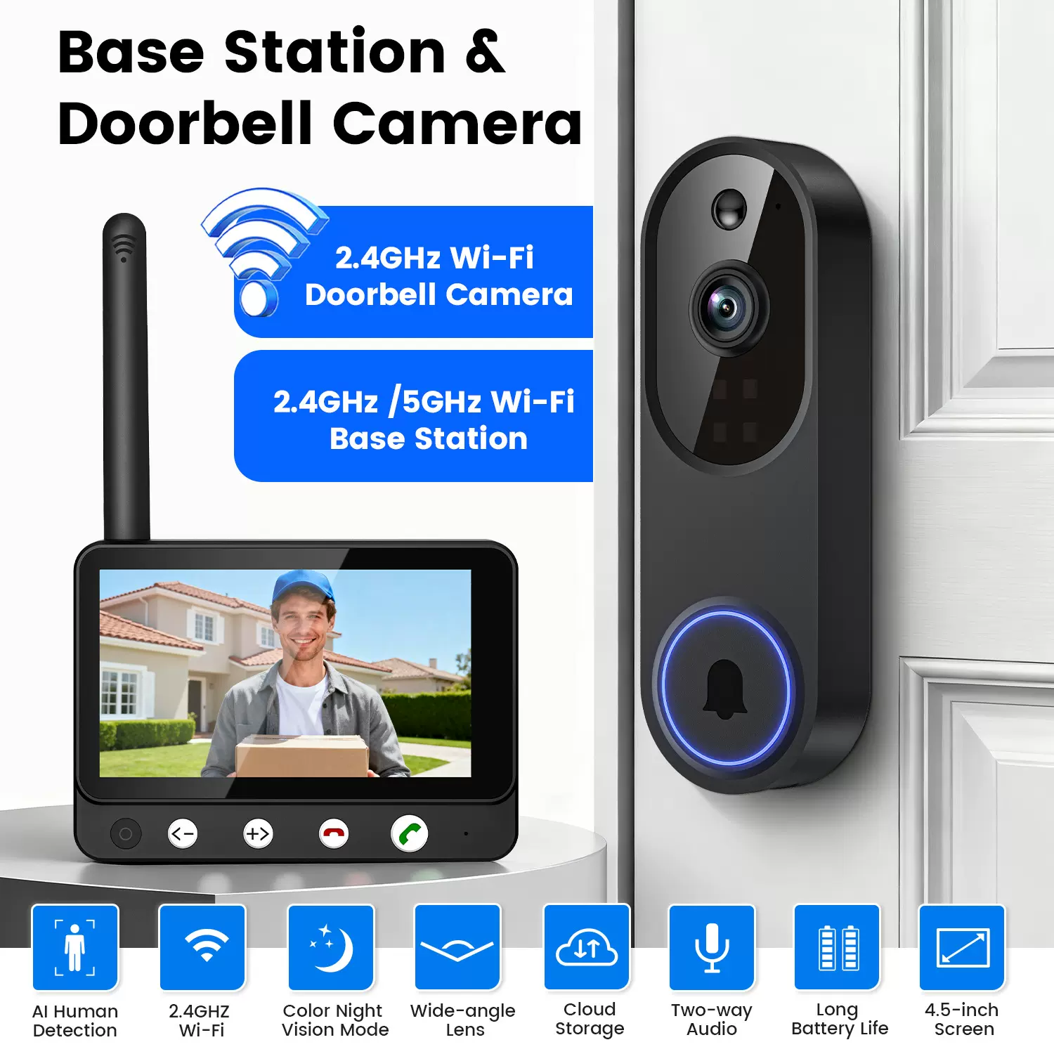可视门铃摄像头无线语音对讲监控wifi高清夜视智能门铃电子猫眼