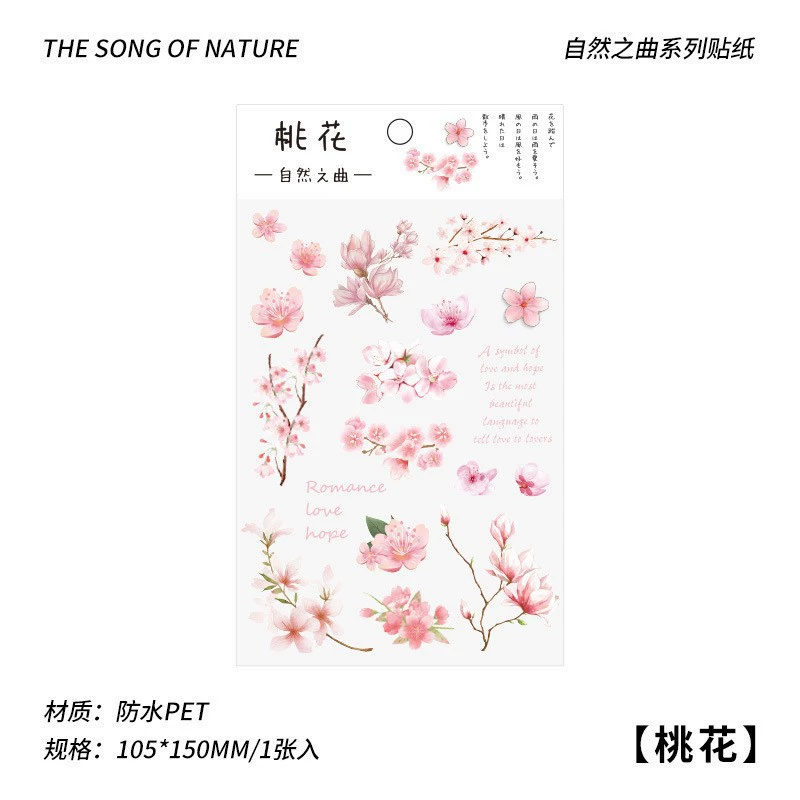 Transparent Waterproof Stickers, Floral & Botanical Designs, Small 3.33×1×0.33 cm, Assorted