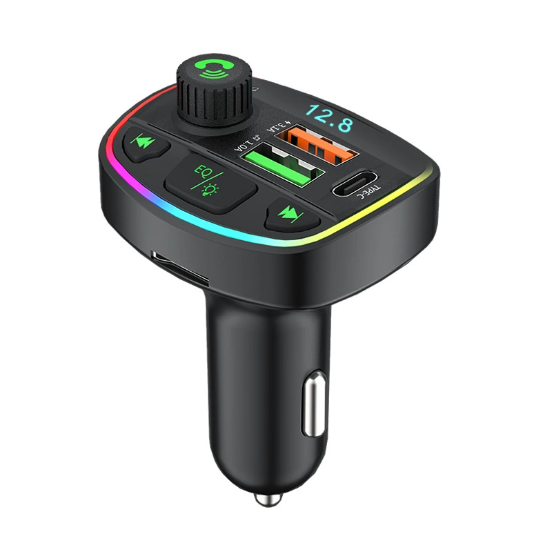 Автомобильный MP3-плеер Bluetooth с разъемом прикуривателя, автомагнитола, быстрая зарядка, индикатор напряжения, синий 5.4