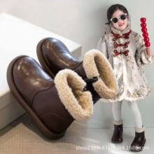 女童雪地靴2025冬季新款女孩马丁靴儿童加绒短靴宝宝保暖中筒靴潮