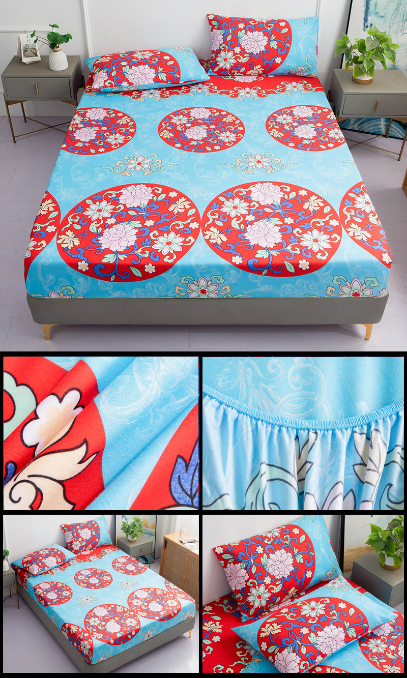 Einzelkissen-Spannbetttuch-Matratzenschutzbezug, 90 g gebürstete Mikrofaser, dreiteiliges Set_voghion.com