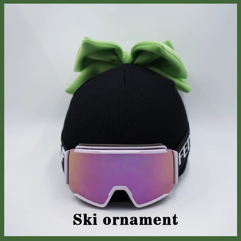 Avocado Green Double Layer Bowknot Ski Helmet Cover