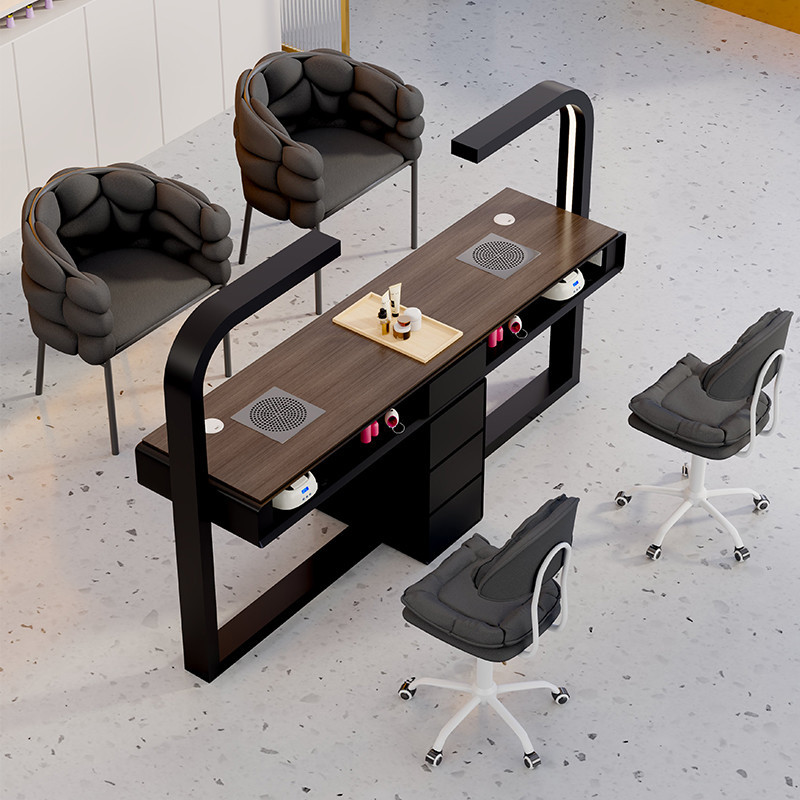 Nail table and chair set on sale, economical single/double multifunctional light luxury retro style simple cream style nail table
