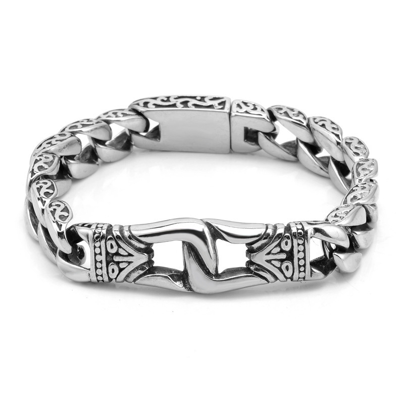 Longrui Retro Totem Cuban Bracelet Creative Men's Hip Hop Dragon Bracelet_voghion.com