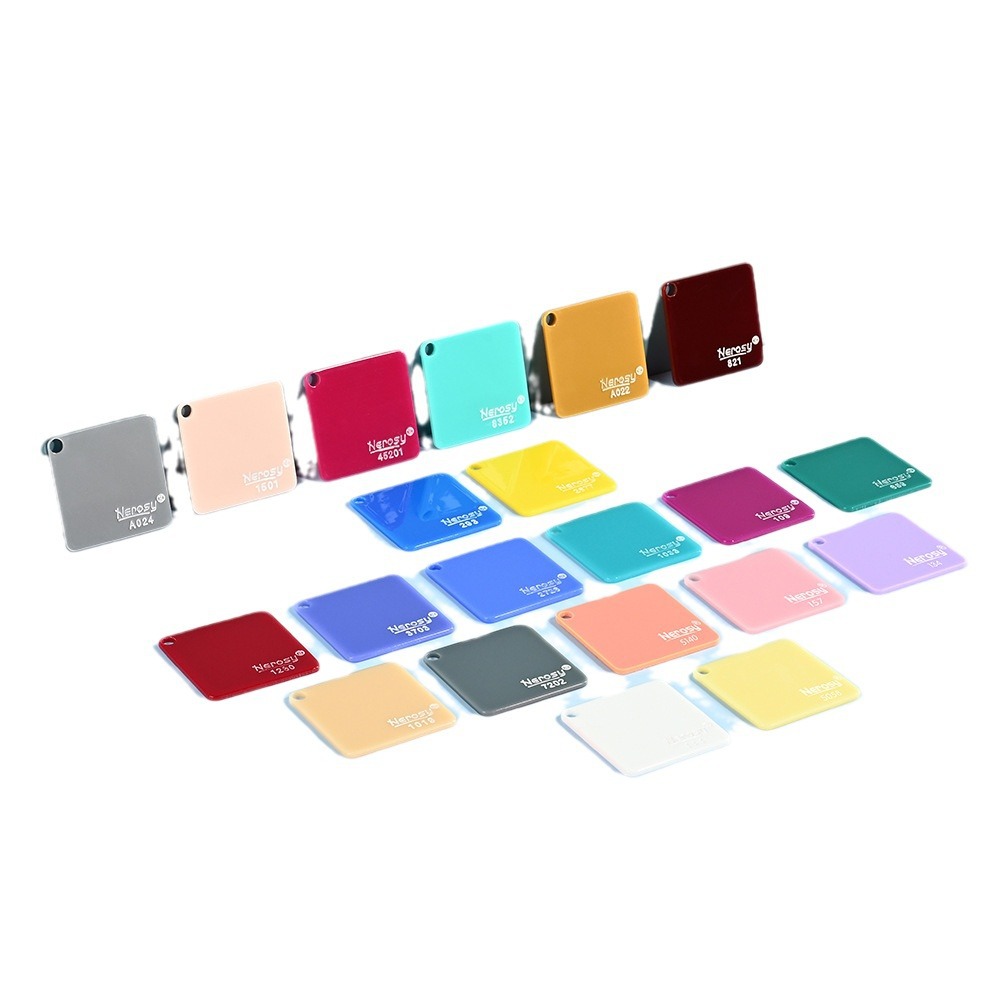 彩色纯色亚克力有机玻璃板 实色树脂板 粉色蓝色紫色钥匙扣批发