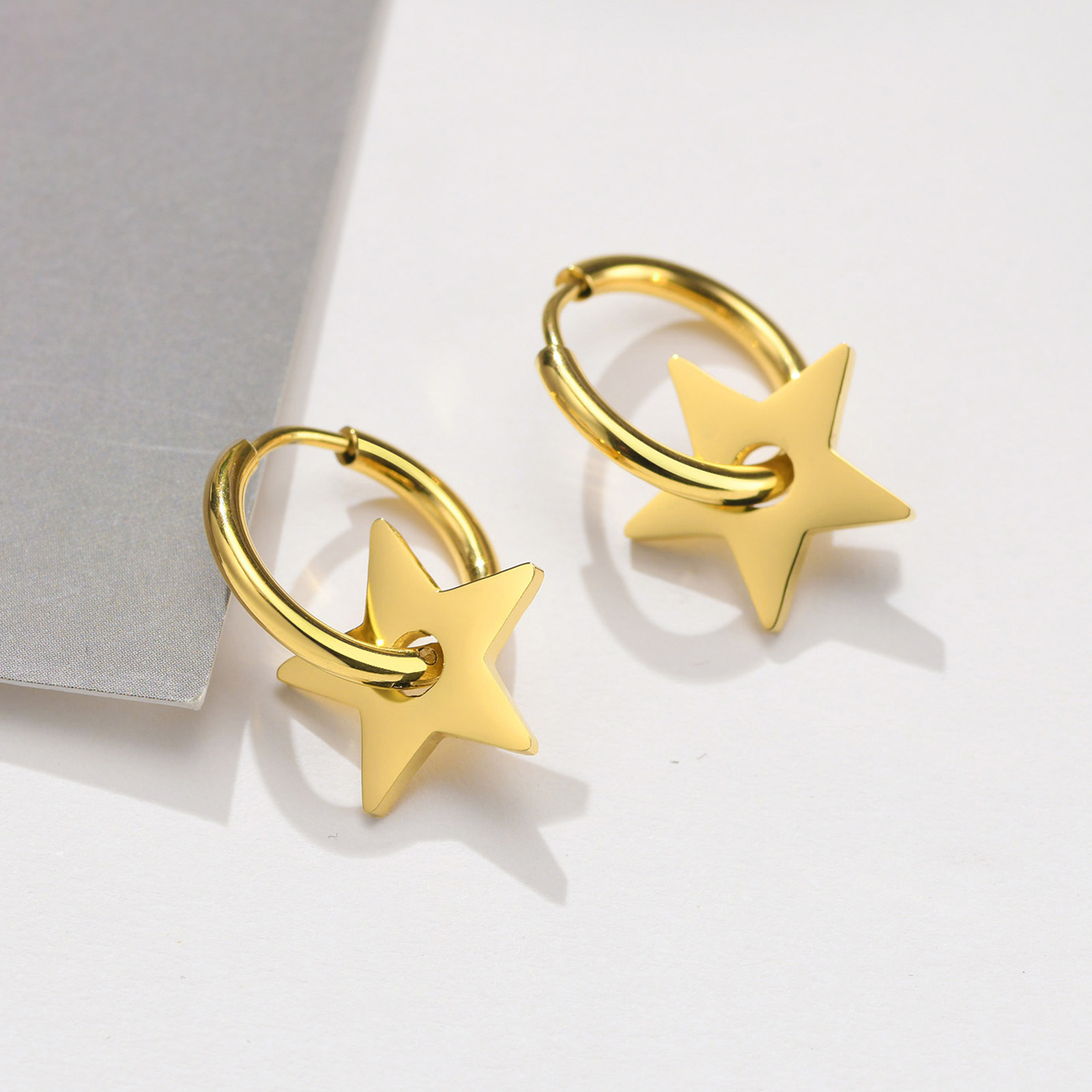 9g Weight 304 Stainless Steel Ear Needle Material Charm Sleeper Hoop Earrings, Drop Earrings Classification 1 Pair Quantity Holiday, Daily Occasion 304 Stainless Steel Material Star, Moon, Heart Shape Pattern Women's Gender Casual, Simple Style Style 1 Pair Casual Simple Style Star Moon Heart Shape 304 Stainless Steel Drop Earrings 6