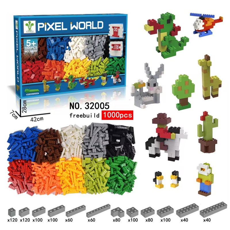 Cross-Border Supply of Domestic High-Brick Building Blocks, Small Particle Educational Assembling Kidsren's Toys, Boys and Girls Set 1000 Particles