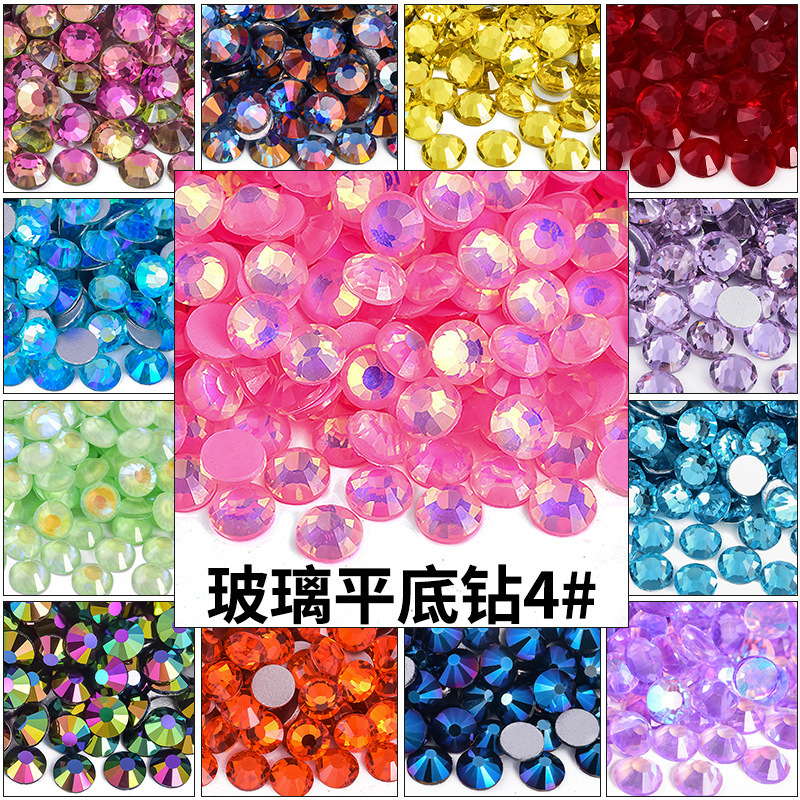 Dawang Fan Diamond No. 4 Flats Bottom Diamond Glass Manicure Diamond DIY Jewelry Accessories Doll Decorative Ornaments Material Package