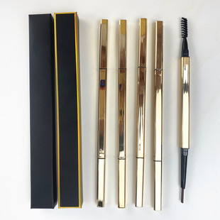 Foreign trade beauty 5 color gold tube Eyebrow Pencil Waterproof sweat triangle rotating double head with brush without LOGO
