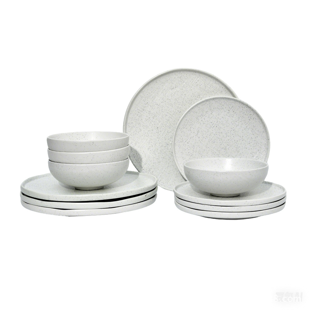 Conjunto de cubiertos de cerámica blanca de 12 piezas para cubiertos domésticos diarios image 4