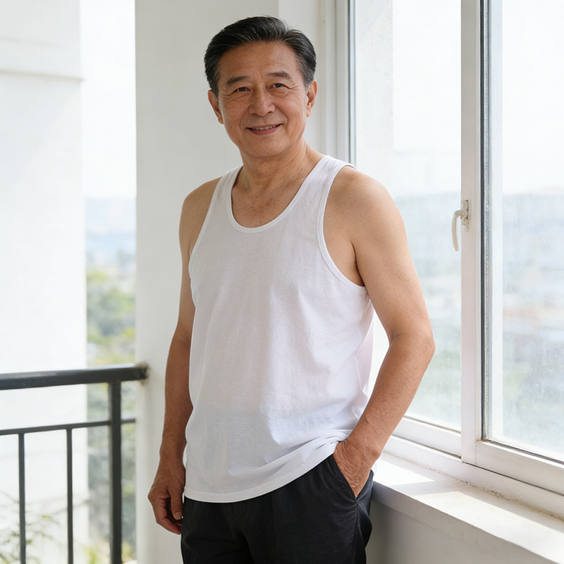 Middle-Aged and Elderly Men's Pure Cotton Vest, Summer Thin Style, Breathable, Sweat-Absorbent, Loose Fit, Large Size, Dad's Undershirt, Wholesale