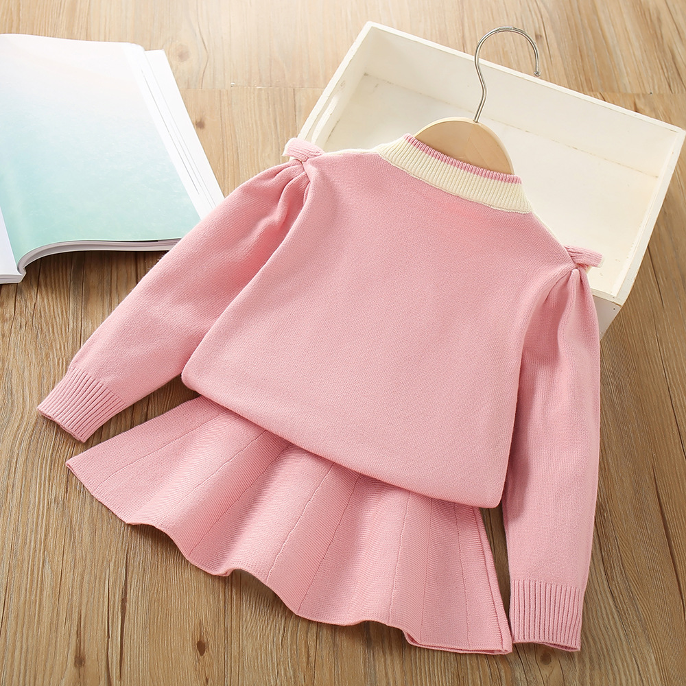 Ensemble pull pour filles, nouvelle collection automne/hiver 2023, Style occidental, petite fille, fleur 3D, dentelle, Cardigan tricoté, robe de princesse_voghion.com