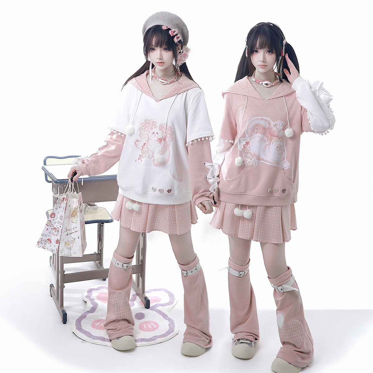2026 Xiong Doujiang Original Cat Diary Lolita Women's Lolita Top and Skirt Daily Set 7399