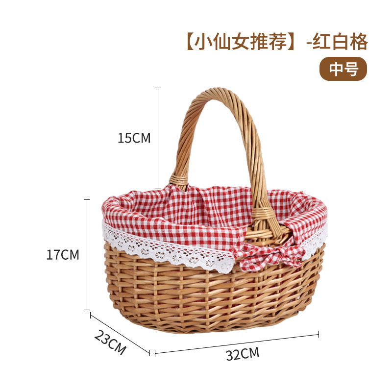 Fábrica en stock de red de caña de mano sin cubierta canasta de flores huevos canasta de regalos de frutas canasta de picnic al aire libre