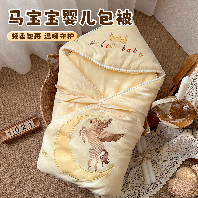 Thickened Pure Cotton Newborn Swaddle Blanket for Winter, Class a Newborn Wrap for Delivery Room, Anti-Startle Swaddle for Outings