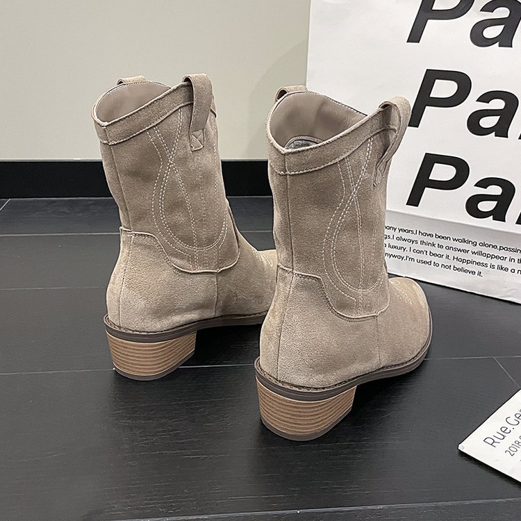 Big size fashion boots female fall and winter new embroidery ethnic style thick heel short boots female_voghion.com