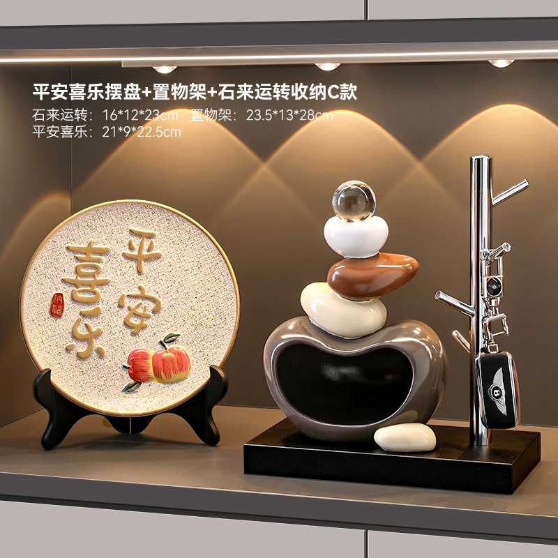 石头来运转招财猫流沙画摆件入户玄关电视柜客厅装饰品创意礼品|undefined